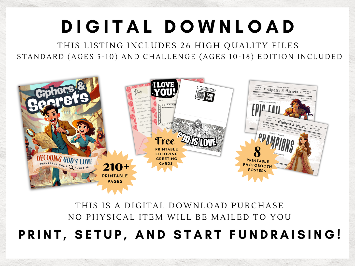 Ciphers and Secrets: Rediscovering God's Love - Christian Printable Game for Kids & Teens | Secret Code Based Scavenger Hunt Game and Lesson