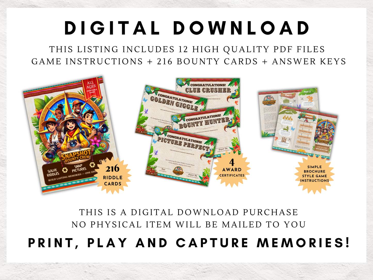 Snapshot Bounty Crew | Printable Riddle-Based Photo Scavenger Hunt Game | Indoor & Outdoor Team Icebreaker Game | All Ages Digital Download