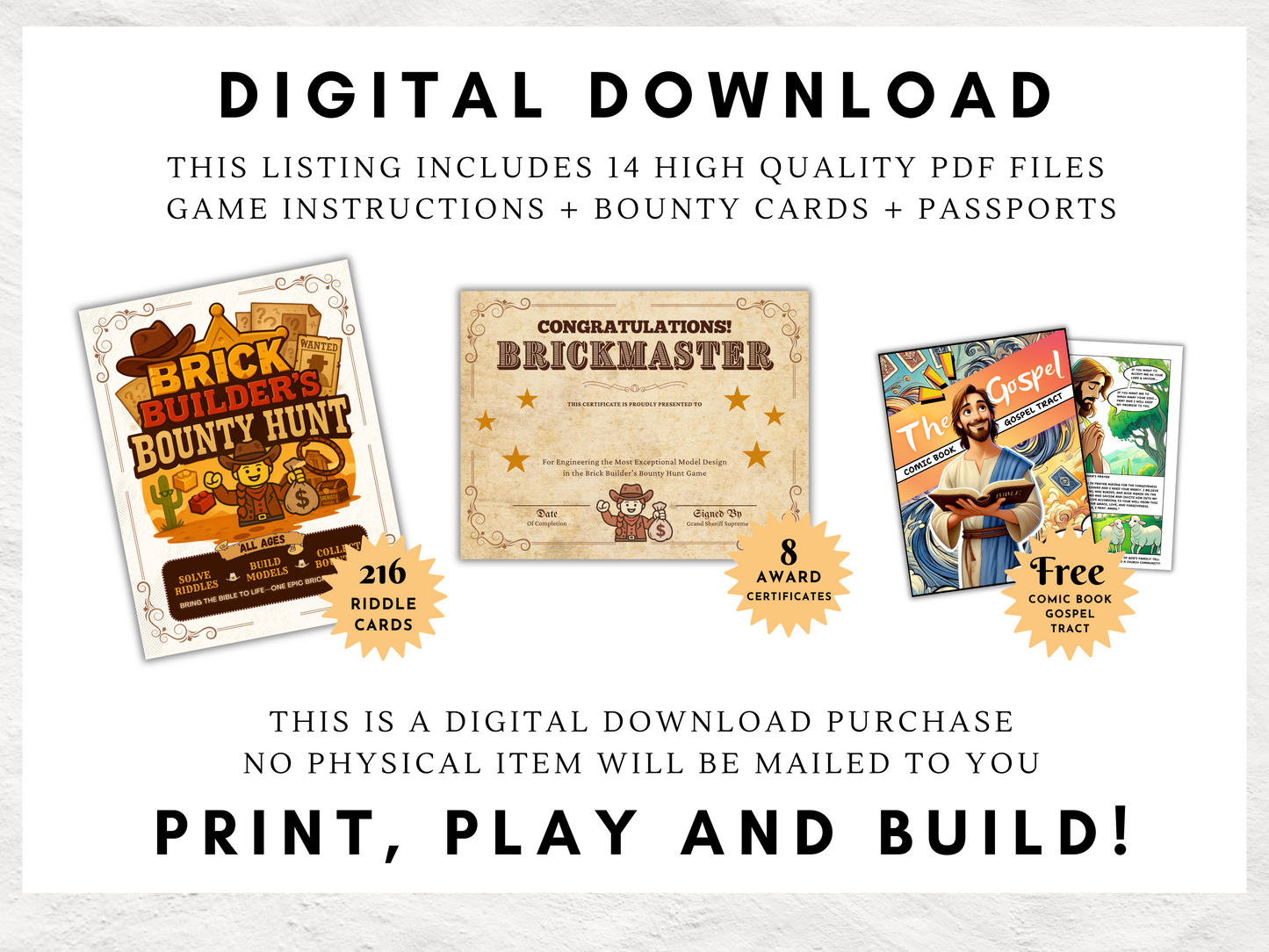 Brick Builder’s Bounty Hunt | Printable Christian Brick Building Bible Game | Church Event Activity for Kids, Teens & Adults | Bible Riddle