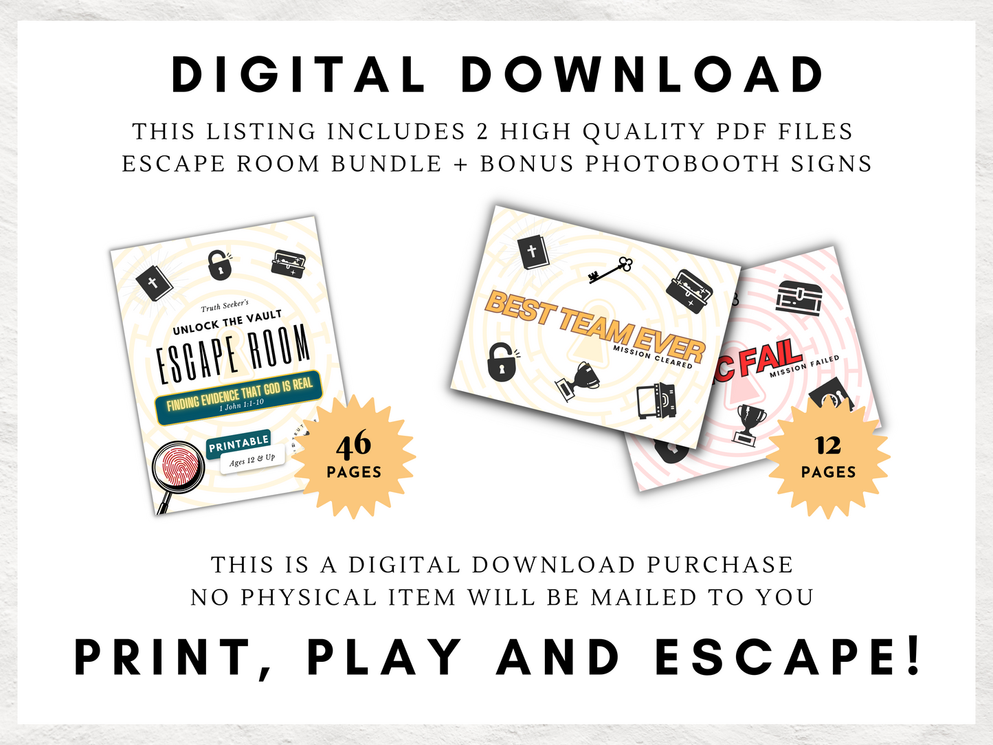Bible Study Escape Room Game | 1 John 1 | Finding Evidence that God is Real | Church Printable Kit for Teens & Adults | Youth Group Game