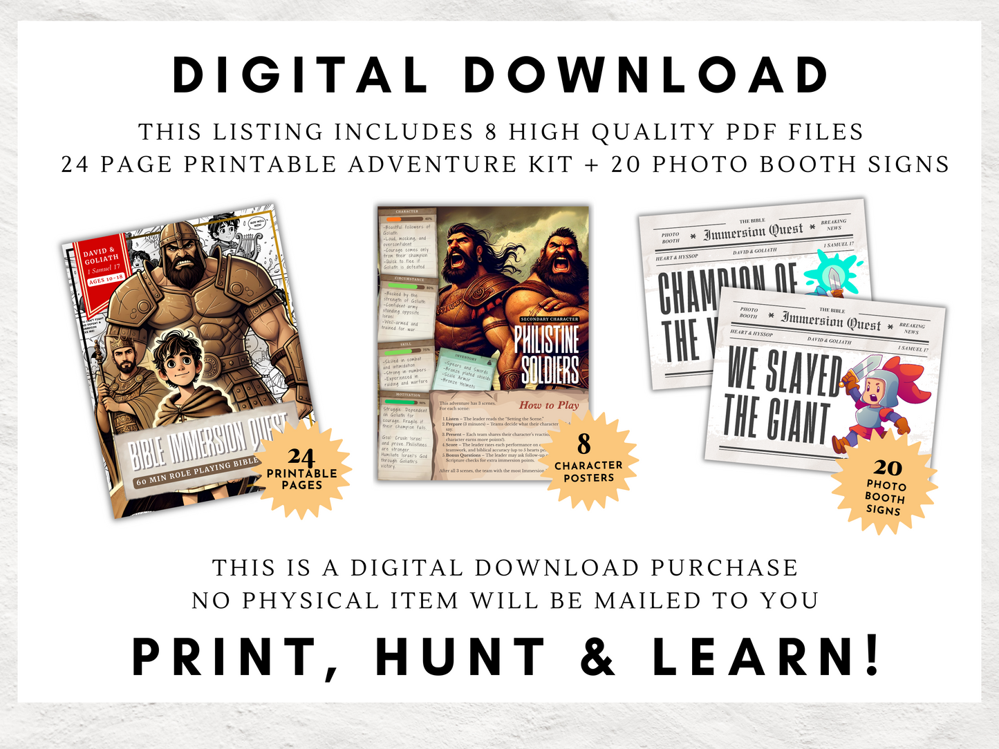 David & Goliath Bible Game | Immersive Christian Lesson for Youth and Sunday School | Printable Role-Playing Activity | Ages 10–18