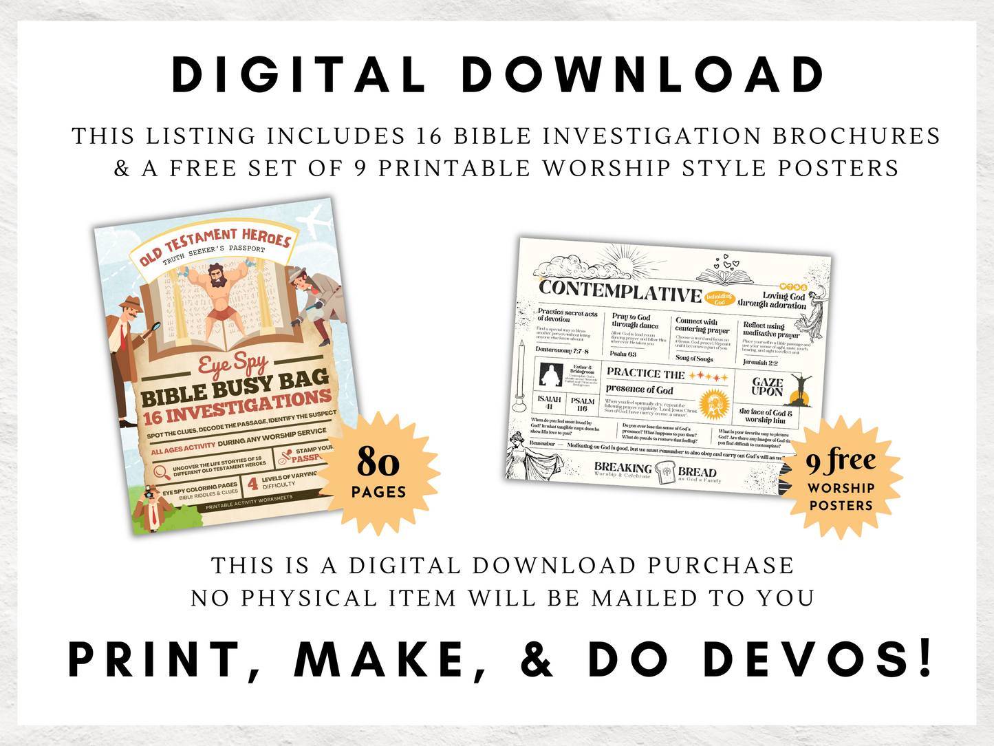 Bible Detectives: 16 Old Testament Investigation Worksheets for Kids | Christian Activities for Sunday School or Joint Worship Service