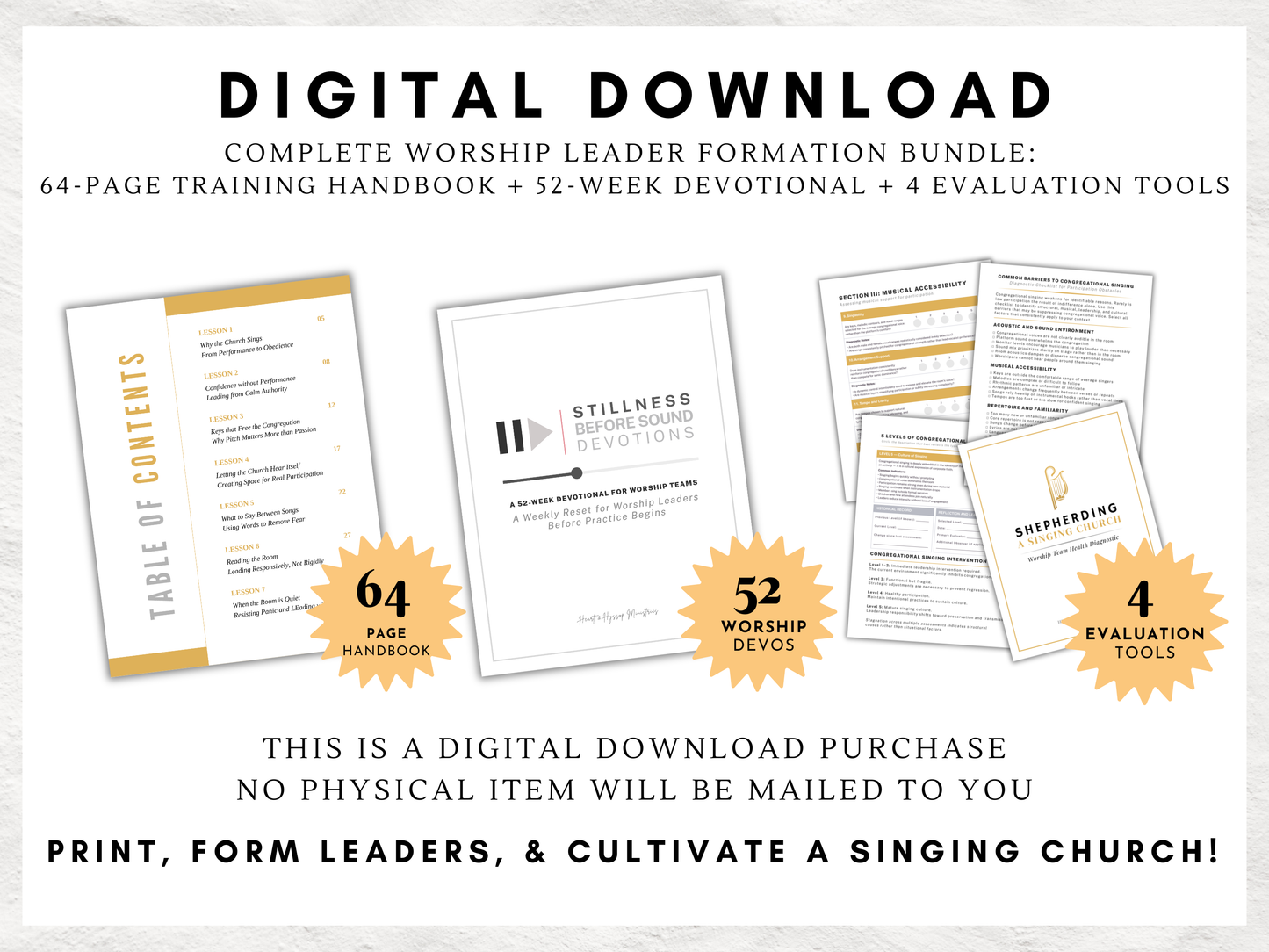 Worship Leader Training Handbook (64 Pages) + 52 Week Devotional | Worship Pastor Resource | Church Worship Ministry Worship Training Guide