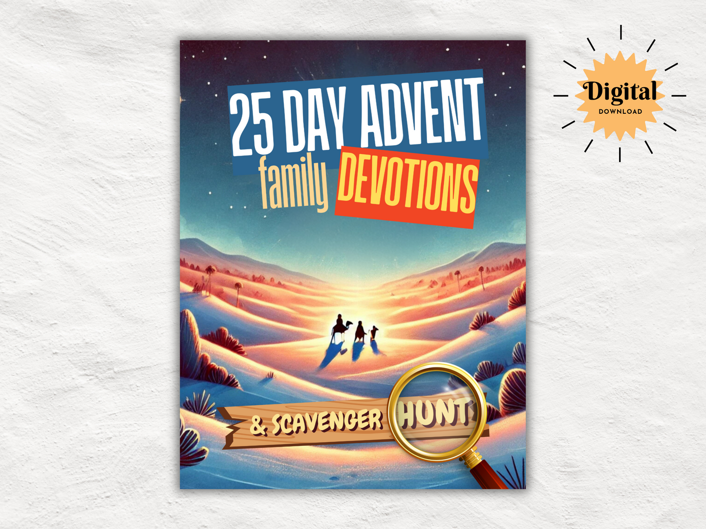 25-Day Christian Advent Devotional Kit | Family Christmas Countdown with Scavenger Hunt, Bible Trading Cards | Greeting Cards | Postcards