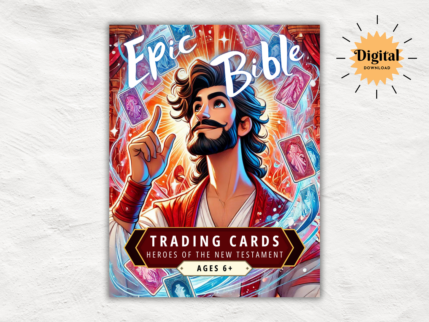 100 Printable Bible Trading Cards | New Testament Character Collection | Christian Sunday School Teaching Aid and Reward | Bag Tags | Gospel