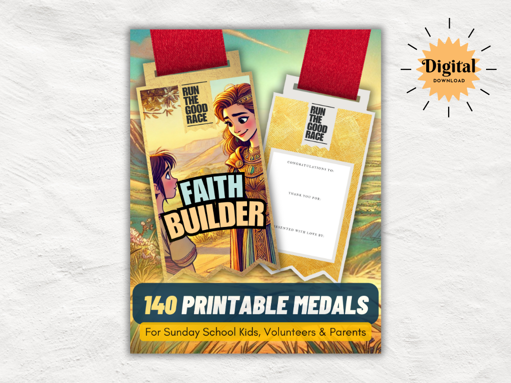 140 Unique Printable Medals for Sunday School Students, Volunteers & Parents | Bible-Inspired Awards for Ministry | Canva Template Included
