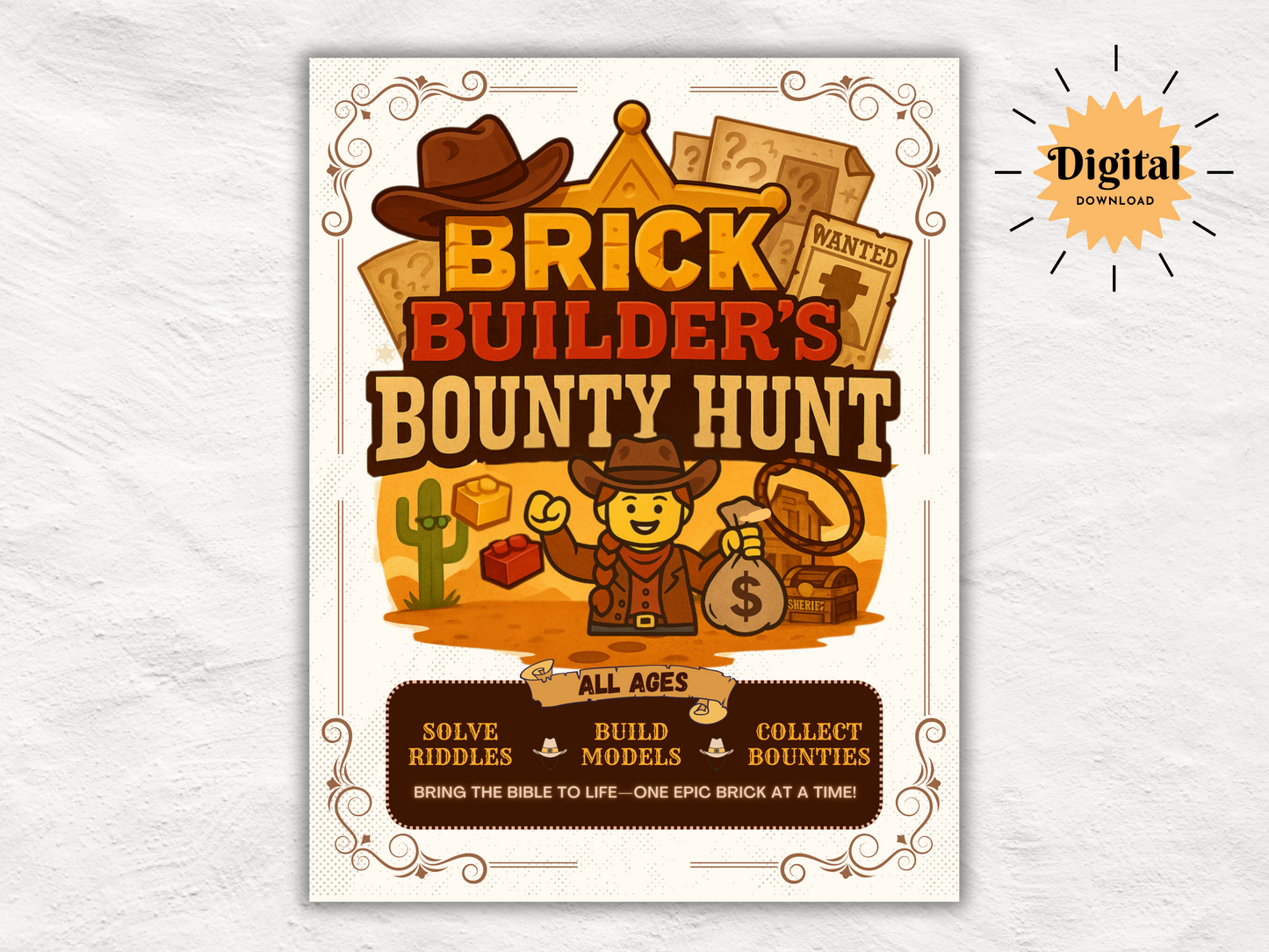 Brick Builder’s Bounty Hunt | Printable Christian Brick Building Bible Game | Church Event Activity for Kids, Teens & Adults | Bible Riddle