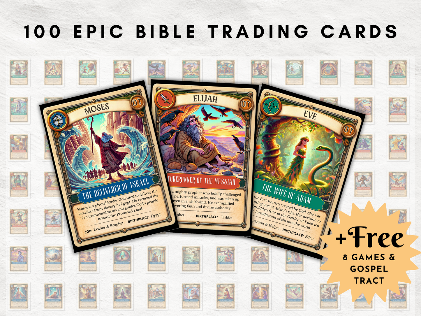 100 Printable Bible Trading Cards | Guardians of God's Word | New Testament | Christian Sunday School Reward & Collectable Game | All Ages