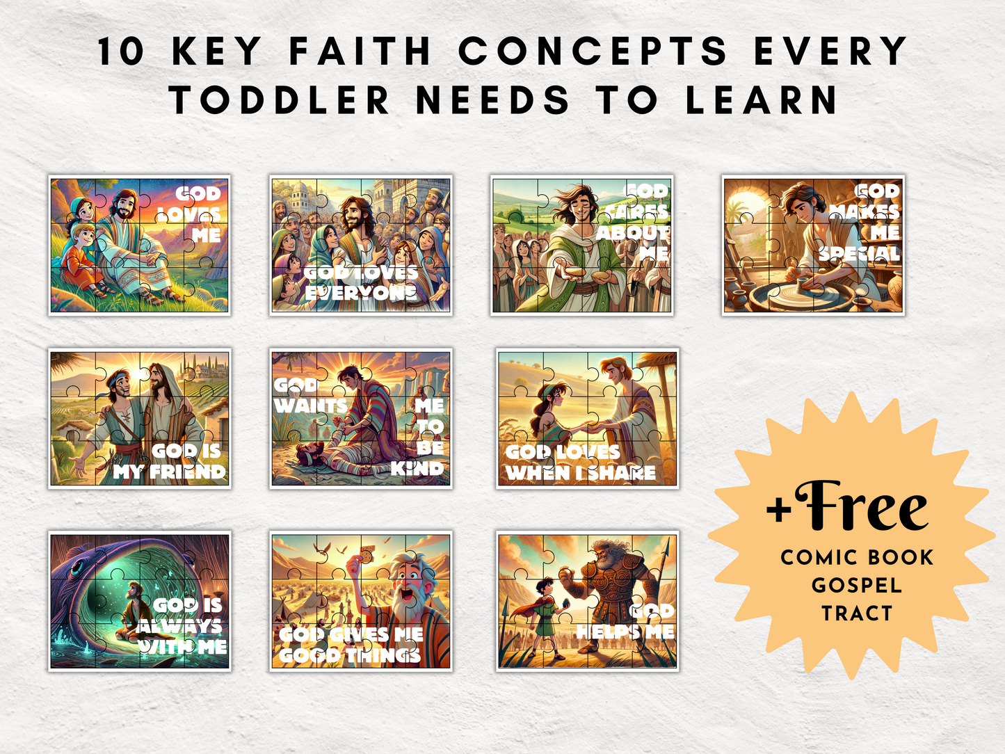 10 Toddler Sunday School Lessons Bundle | Preschool Key Faith Concepts | Printable Digital | Teaching God’s Love | Faith Based Activity
