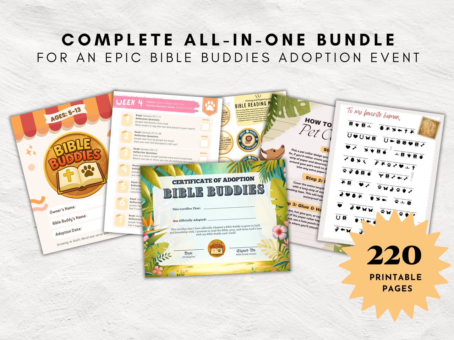 Bible Buddies Adoption Event Kit | Printable Kids Bible Reading Program | Christian Digital Download for Children's Church & Sunday School