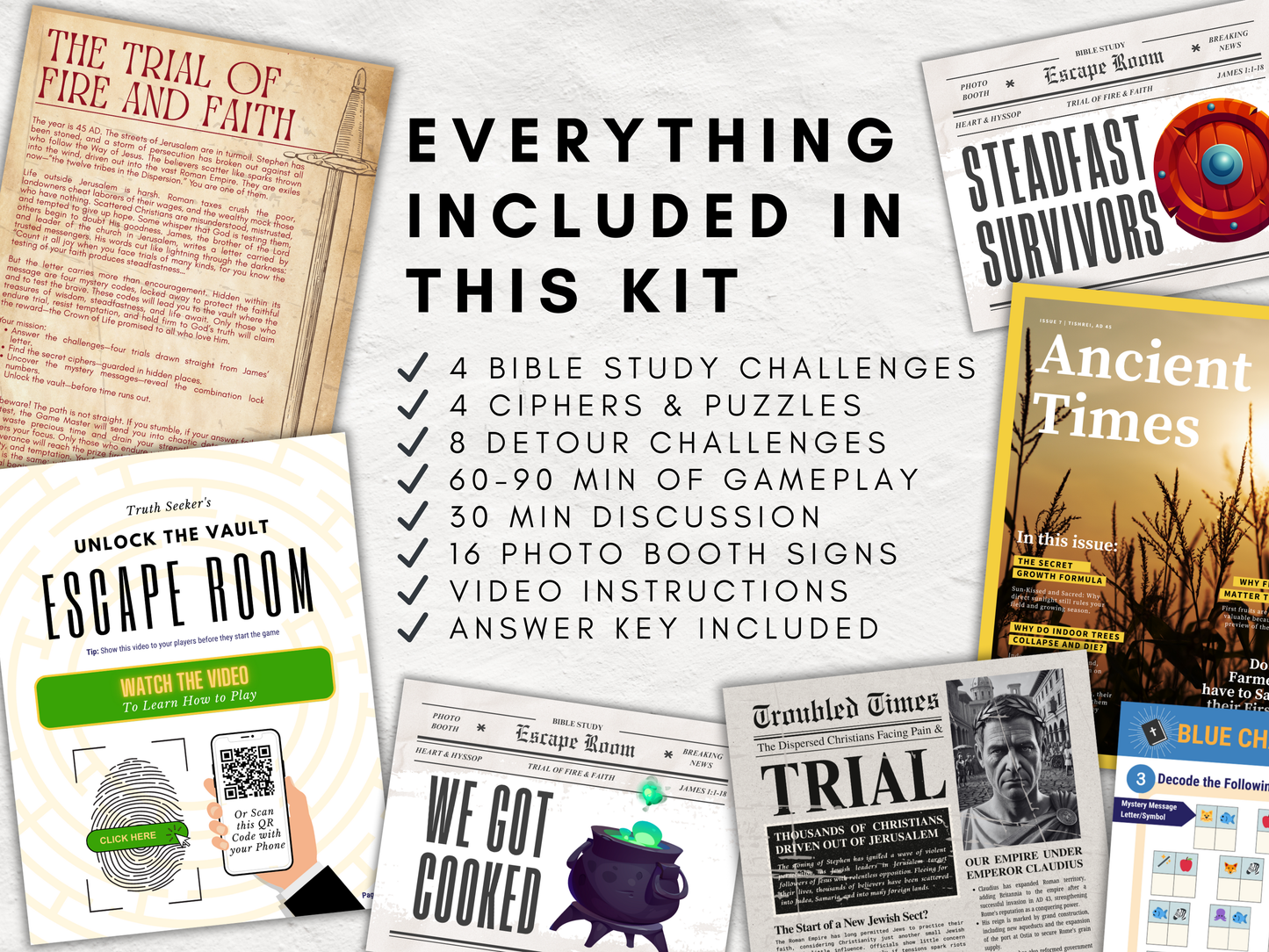 ESV + KJV Bible Study Escape Room Printable • James 1:1–18 Game • Youth Group, Sunday School, Team Building Activity • Preteen Bible Lesson