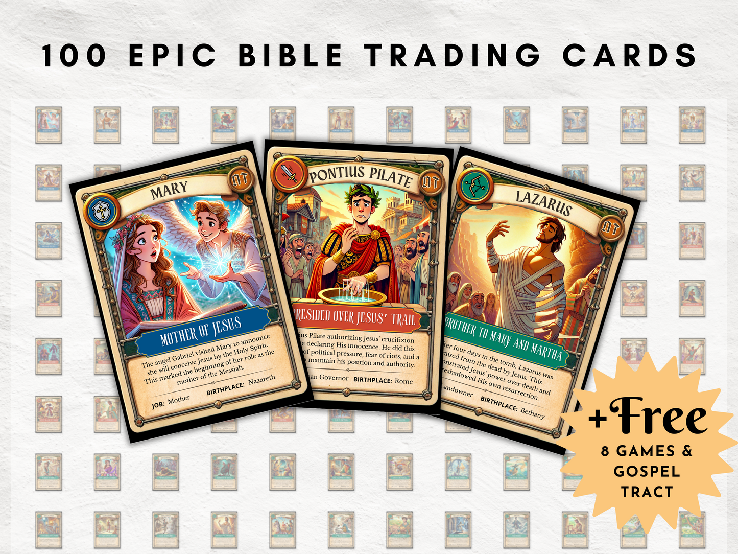 100 Printable Bible Trading Cards | Guardians of God's Word | New Testament | Christian Sunday School Reward & Collectable Game | All Ages