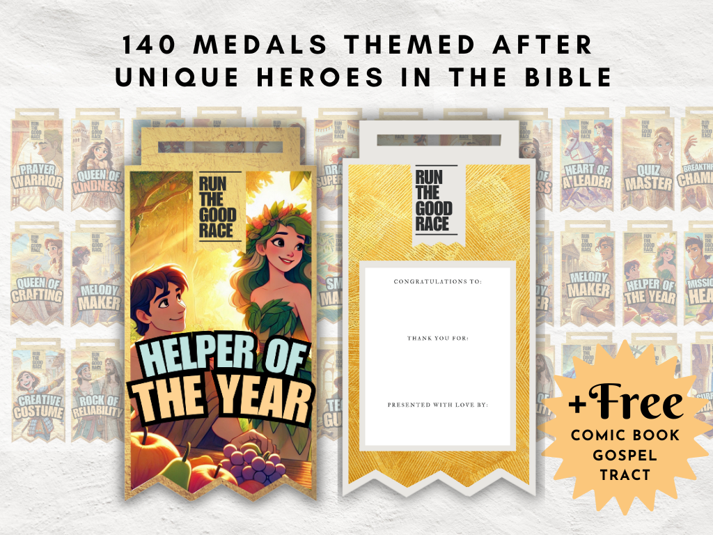 140 Unique Printable Medals for Sunday School Students, Volunteers & Parents | Bible-Inspired Awards for Ministry | Canva Template Included