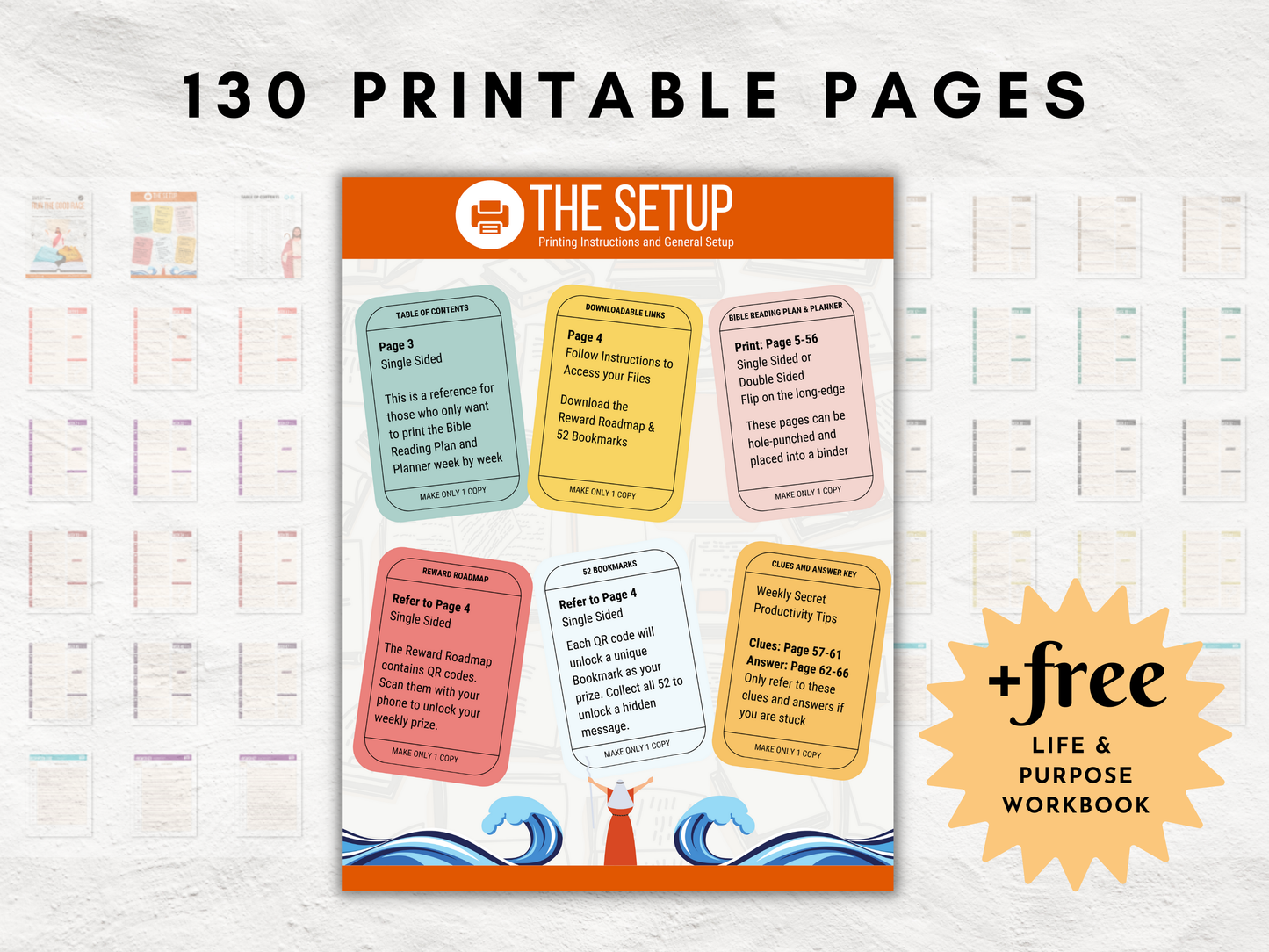 52 Week Bible Reading Plan and Planner | Read the Bible in 1 Year | Decode Scripture Inspired Productivity Tips | Weekly Printable Rewards