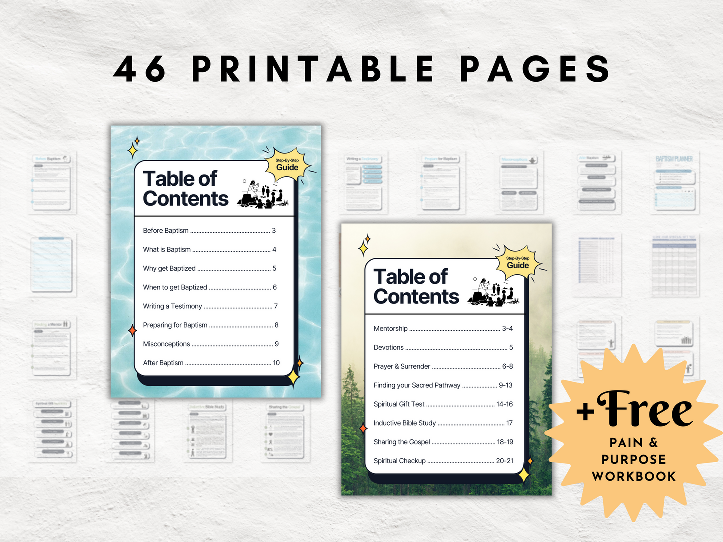Christian Baptism and Discipleship Guide and Toolkit | Editable Certificate, Card, Invitations | Spiritual Gift Test + Baptism Planner