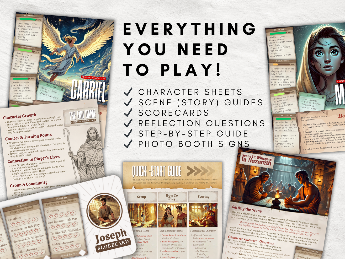 Bible Immersion Quest: News of Jesus’ Birth | Printable Christian Role-Playing Lesson & Game + 20 Photo Booth Signs | Ages 10–18
