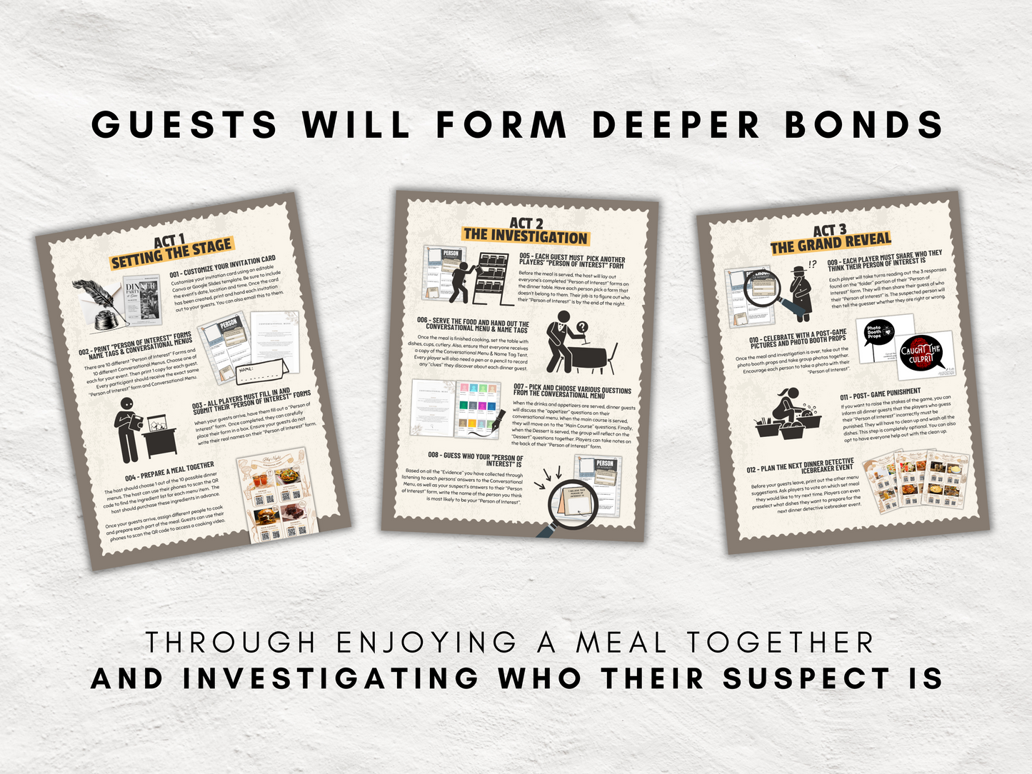 Dinner Detective Icebreaker Game | Lives Out | Fun Group Activity with 10 Menus, QR Code Recipes, and Conversation Starters | All Ages