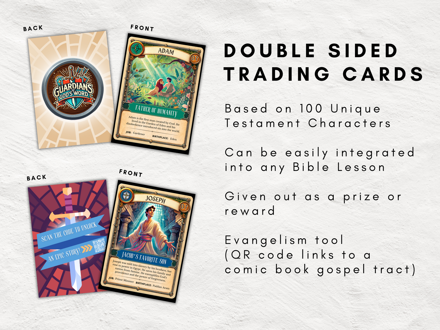 100 Printable Bible Trading Cards | Guardians of God's Word | New Testament | Christian Sunday School Reward & Collectable Game | All Ages