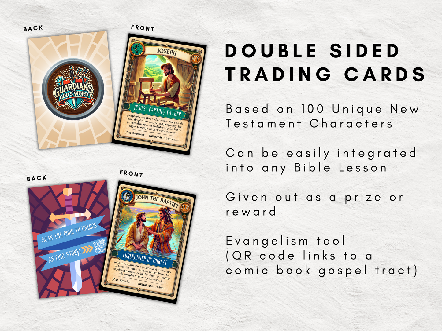 100 Printable Bible Trading Cards | Guardians of God's Word | New Testament | Christian Sunday School Reward & Collectable Game | All Ages