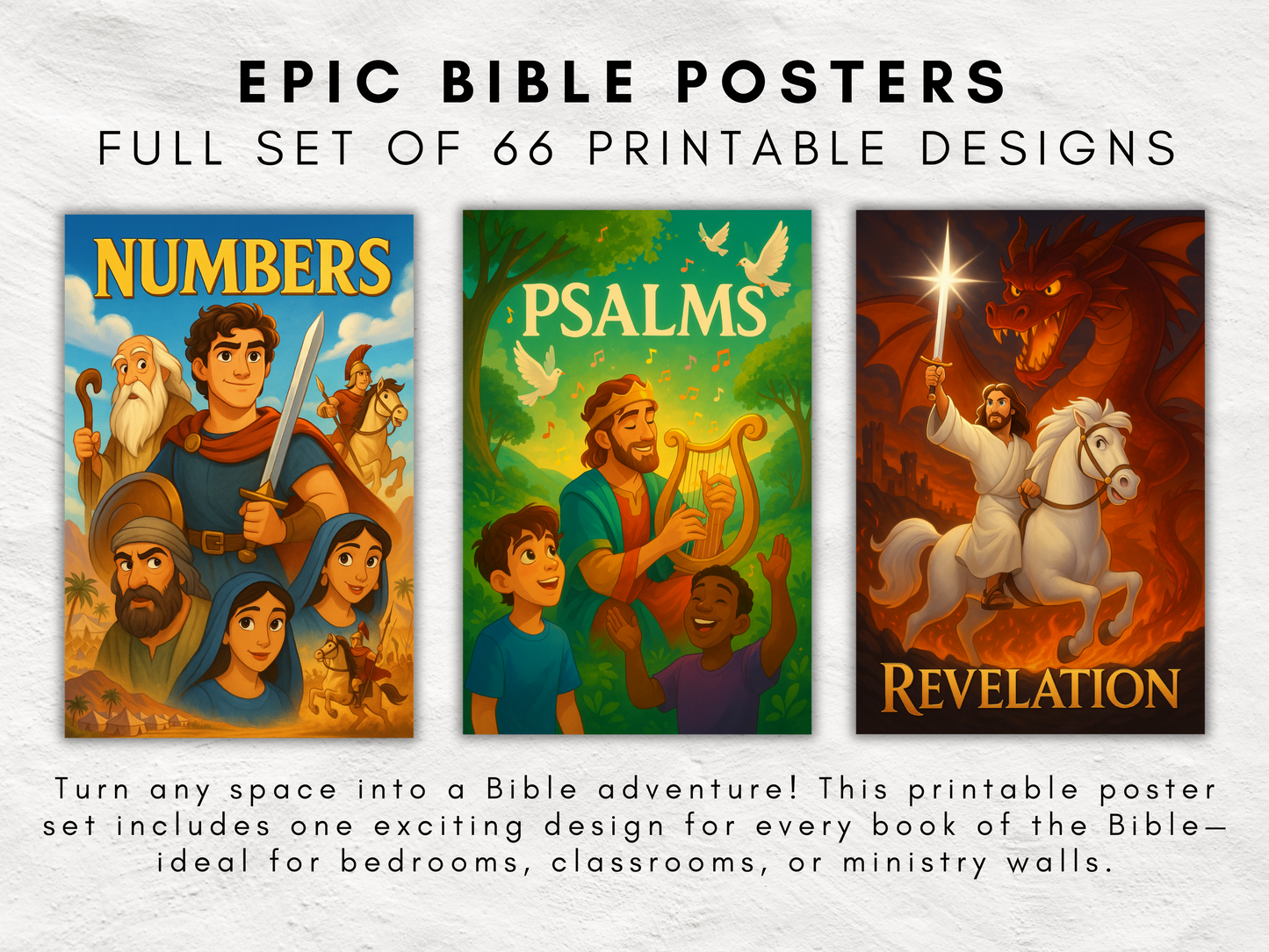 Vault66 Bible Trading Cards & Posters Bundle | 66 Book Set | Bible Overview Printables + Games | Kids + Teen Christian Classroom Resource