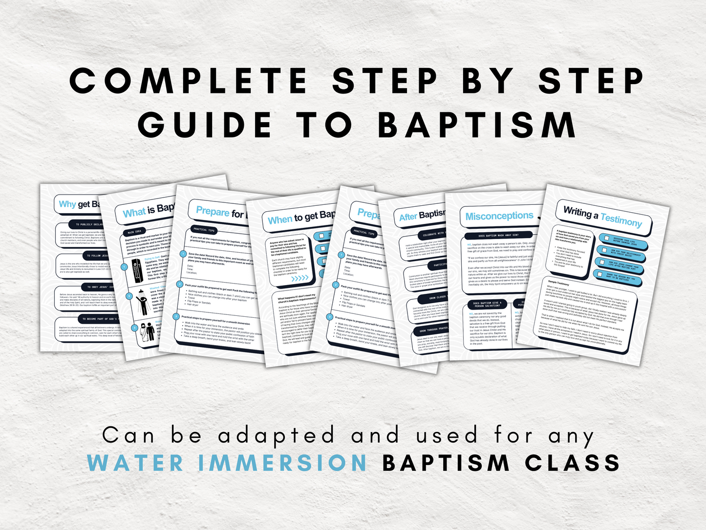 Christian Baptism and Discipleship Guide and Toolkit | Editable Certificate, Card, Invitations | Spiritual Gift Test + Baptism Planner