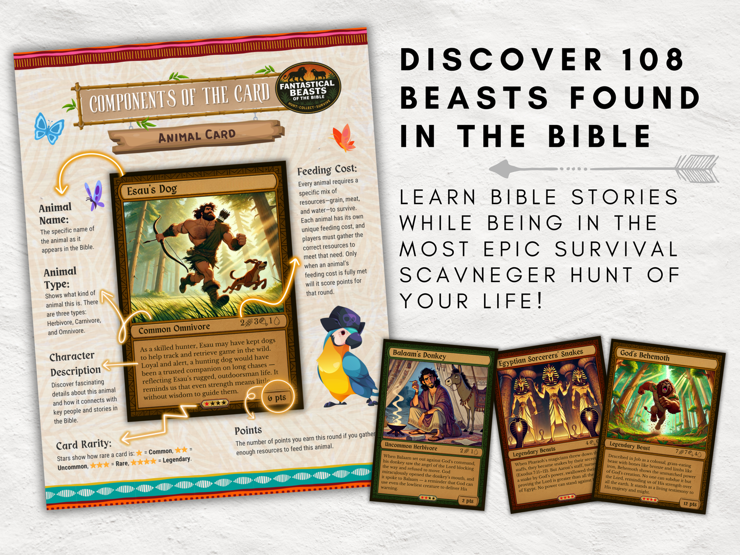 Fantastical Beasts of the Bible | Printable Survival Scavenger Hunt Game | Bible Trading Card | For Kids, Youth, VBS, Camps | 1-100+ Players