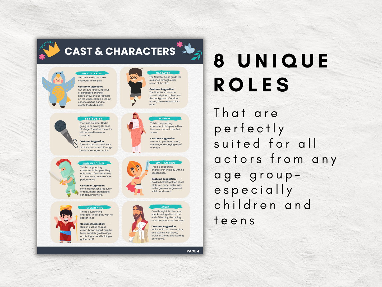 Easter Play | All-in-One Skit Kit for Children and Teens | The Little Bird Who Found a King | Editable Theatre Program | Props | Editable Script | Message | Game | Good Friday