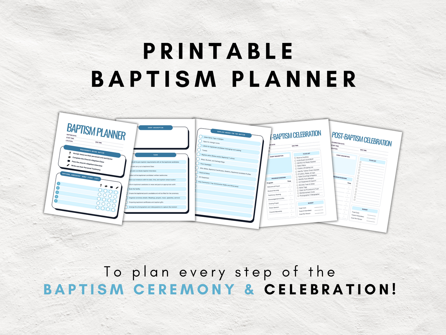 Christian Baptism and Discipleship Guide and Toolkit | Editable Certificate, Card, Invitations | Spiritual Gift Test + Baptism Planner