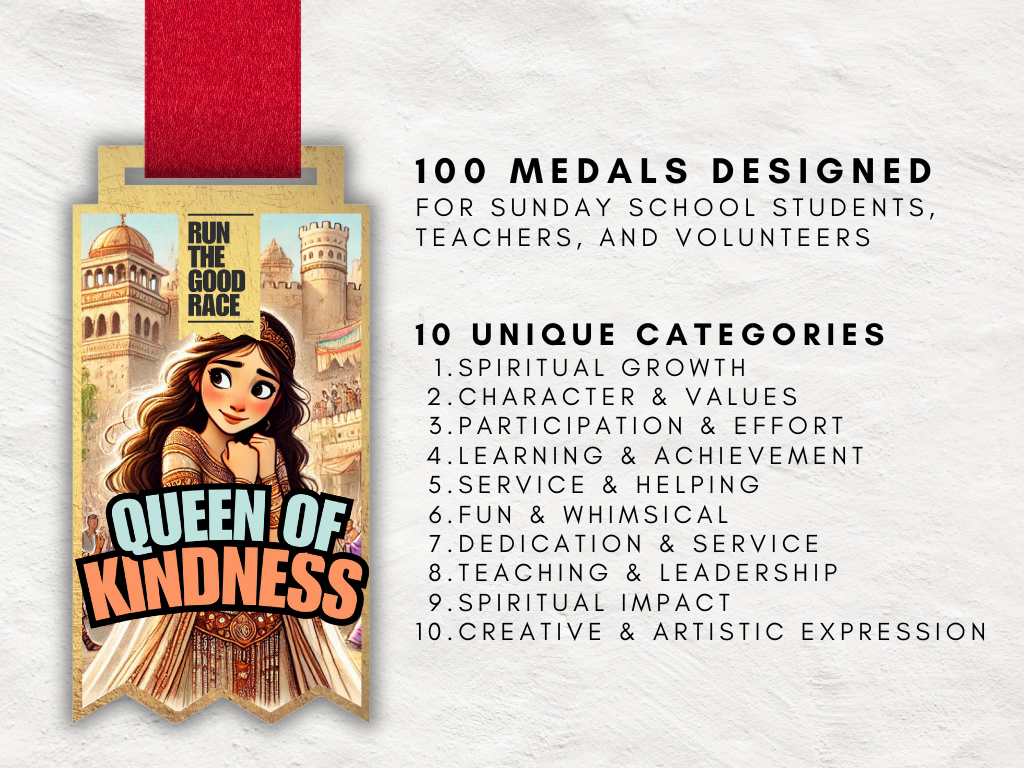 140 Unique Printable Medals for Sunday School Students, Volunteers & Parents | Bible-Inspired Awards for Ministry | Canva Template Included