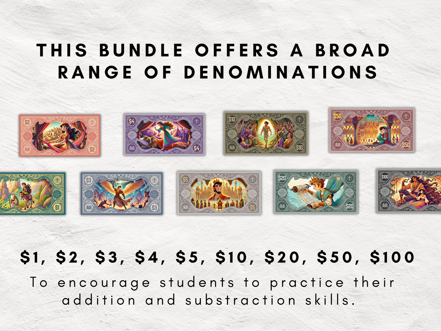Printable Bible Bucks Bundle - 108 Unique Bible-Themed Rewards with QR Code Gospel Edition, Scrabble Games & Printable Envelopes, All Ages
