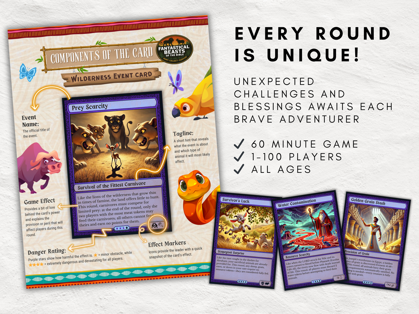 Fantastical Beasts of the Bible | Printable Survival Scavenger Hunt Game | Bible Trading Card | For Kids, Youth, VBS, Camps | 1-100+ Players