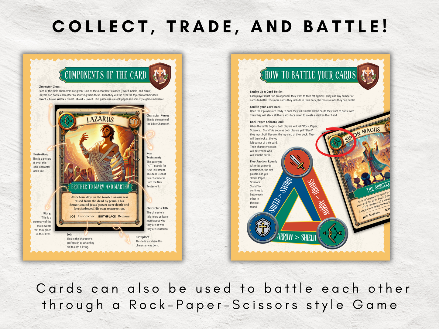 100 Printable Bible Trading Cards | Guardians of God's Word | New Testament | Christian Sunday School Reward & Collectable Game | All Ages