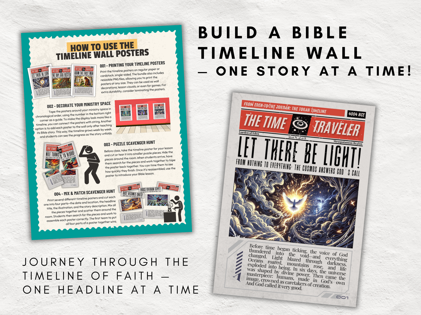 The Epic Bible Timeline Bundle | 108 Bible Story Posters + Trading Cards | Printable Bible Activities for Kids | Sunday School | VBS