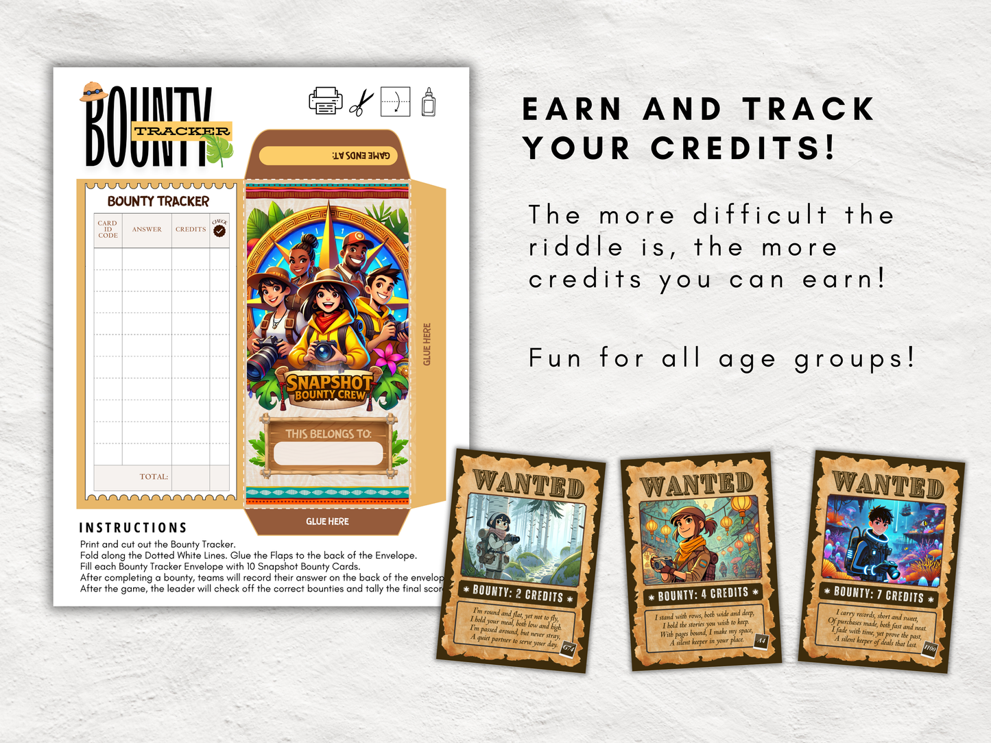 Snapshot Bounty Crew | Printable Riddle-Based Photo Scavenger Hunt Game | Indoor & Outdoor Team Icebreaker Game | All Ages Digital Download