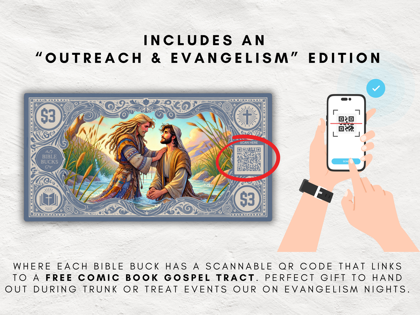 Printable Bible Bucks Bundle - 108 Unique Bible-Themed Rewards with QR Code Gospel Edition, Scrabble Games & Printable Envelopes, All Ages