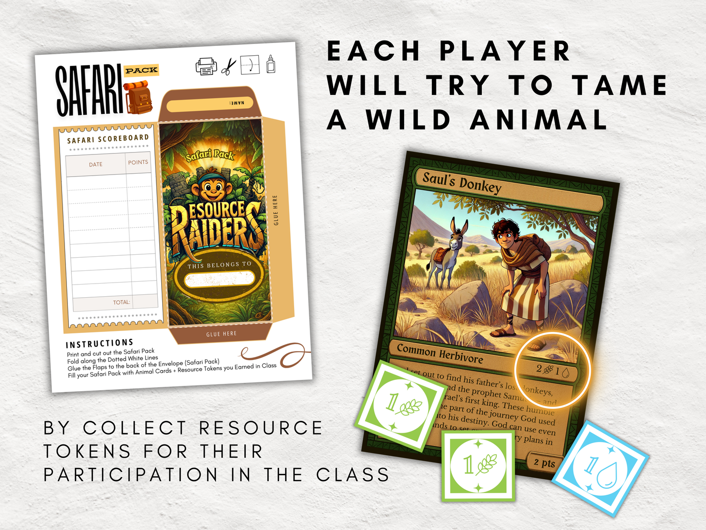 RESOURCE RAIDERS: Classroom Safari Adventure | Christian Printable Game for Kids & Teens | Sunday School Classroom Engagement Boosting Game