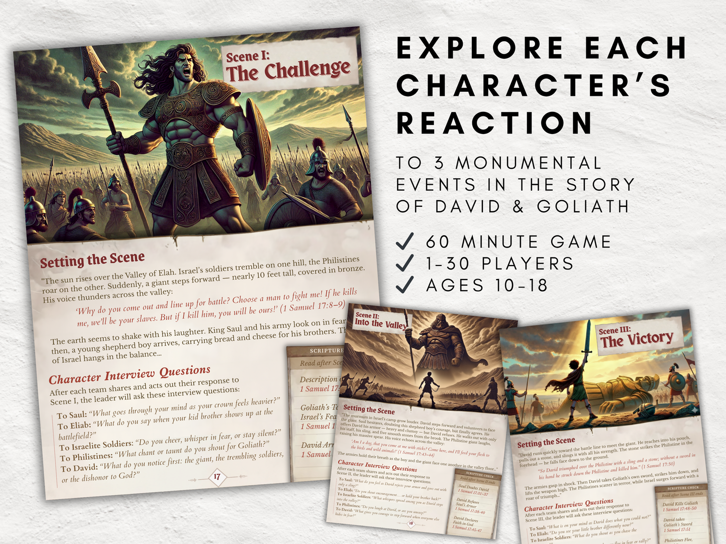 David & Goliath Bible Game | Immersive Christian Lesson for Youth and Sunday School | Printable Role-Playing Activity | Ages 10–18