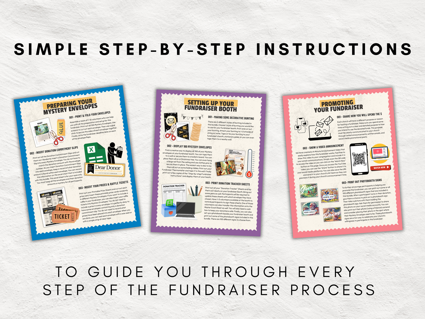 Mystery Envelope Fundraiser Printable Kit | Ultimate Church Fundraiser All-in-One Toolkit | 100 Custom Bible Inspired Mystery Envelopes