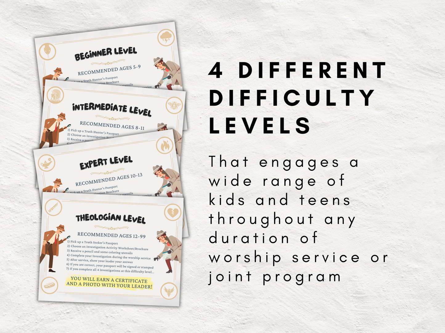 Bible Detectives: 16 Old Testament Investigation Worksheets for Kids | Christian Activities for Sunday School or Joint Worship Service