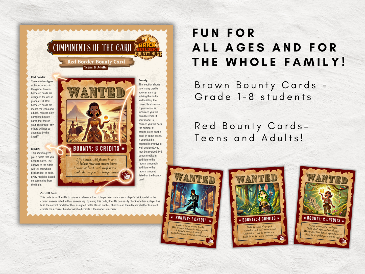 Brick Builder’s Bounty Hunt | Printable Christian Brick Building Bible Game | Church Event Activity for Kids, Teens & Adults | Bible Riddle