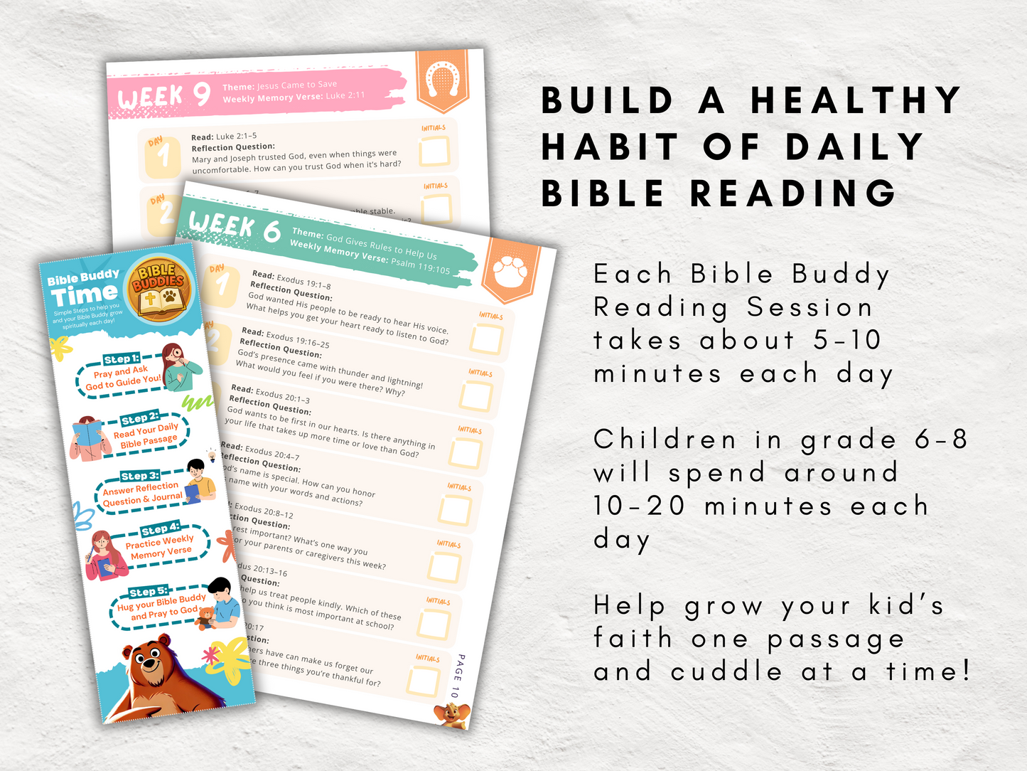 Bible Buddies Adoption Event Kit | Printable Kids Bible Reading Program | Christian Digital Download for Children's Church & Sunday School