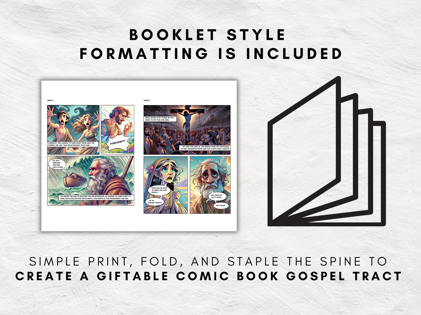 Comic Book Gospel Tract | 12 Page Graphic Novel to Share Jesus' Good News | Printable Evangelism Tool | Sinner's Prayer Included