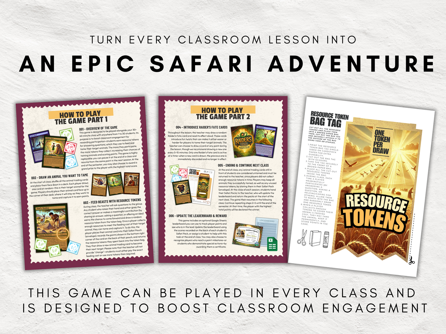 RESOURCE RAIDERS: Classroom Safari Adventure | Christian Printable Game for Kids & Teens | Sunday School Classroom Engagement Boosting Game