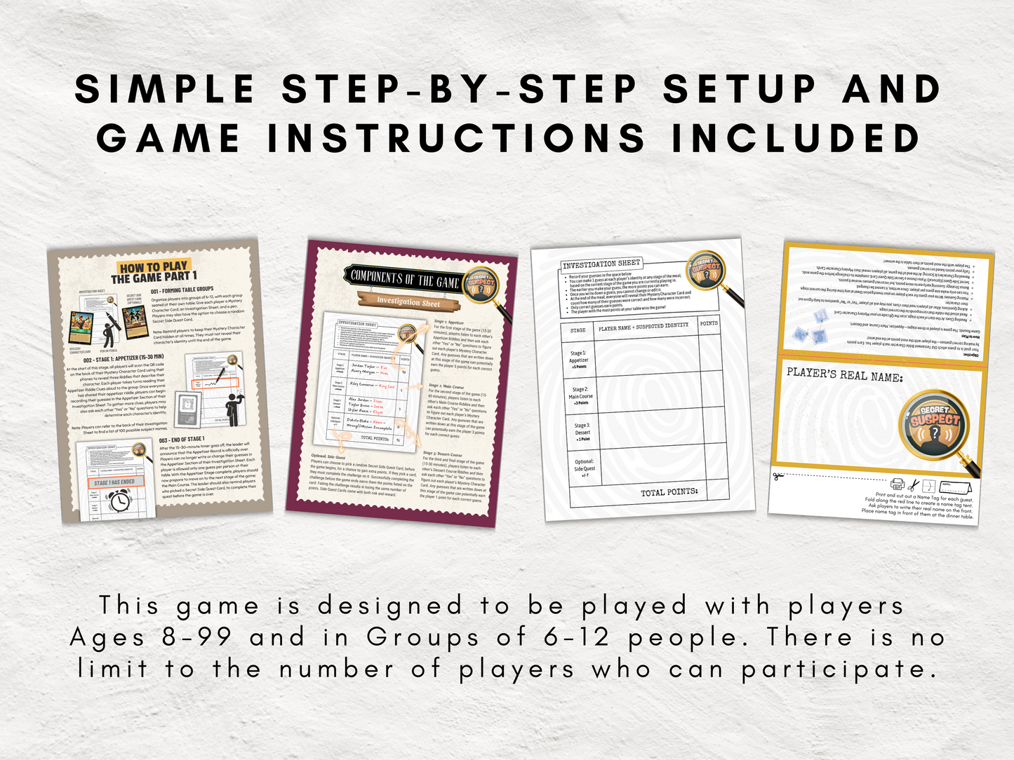 Secret Suspect: A Printable Bible Mystery Dinner Game | Old Testament Detective Game | 100 Bible Character Trading Cards | Bible Themed Game