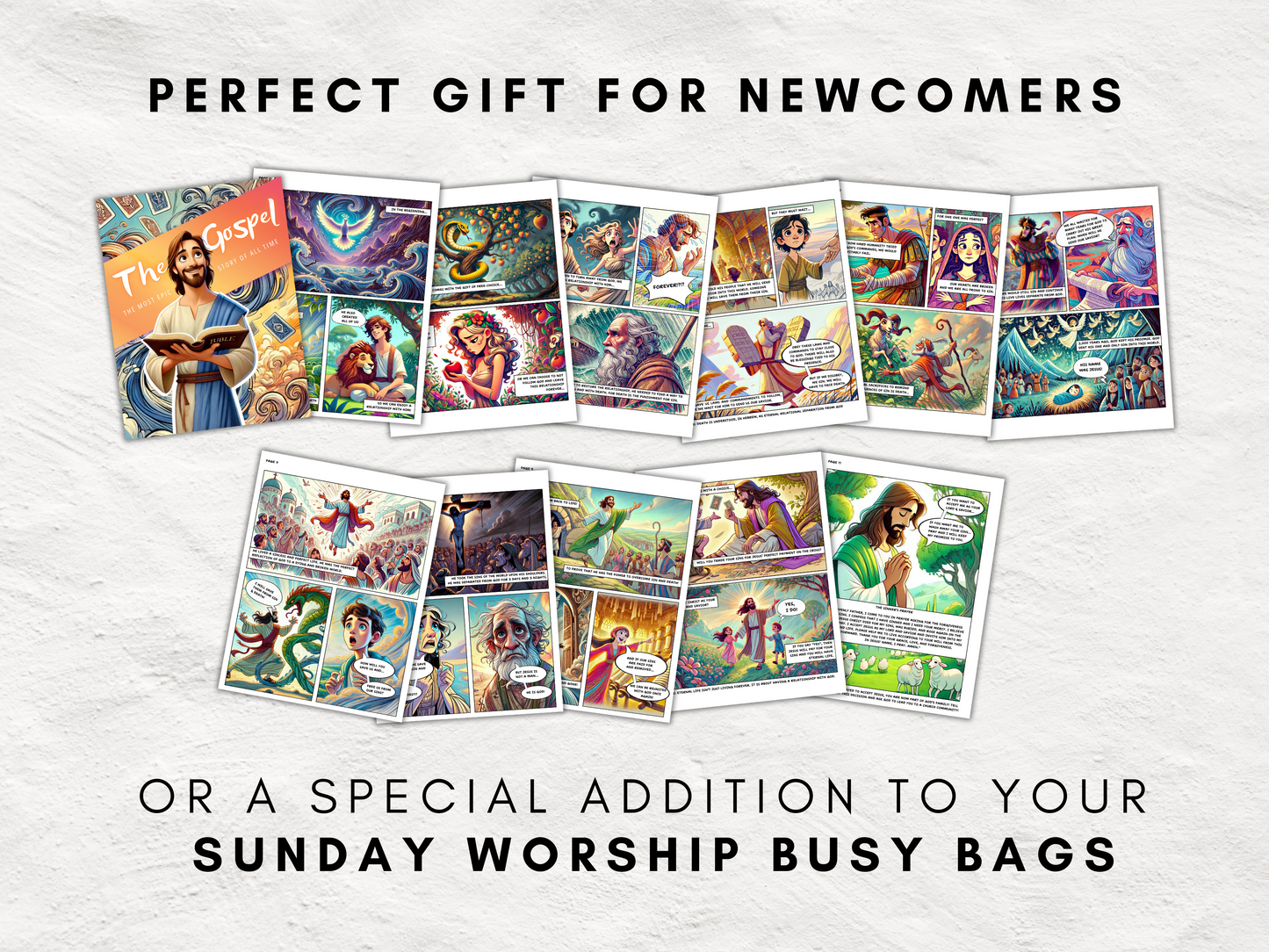 Comic Book Gospel Tract | 12 Page Graphic Novel to Share Jesus' Good News | Printable Evangelism Tool | Sinner's Prayer Included