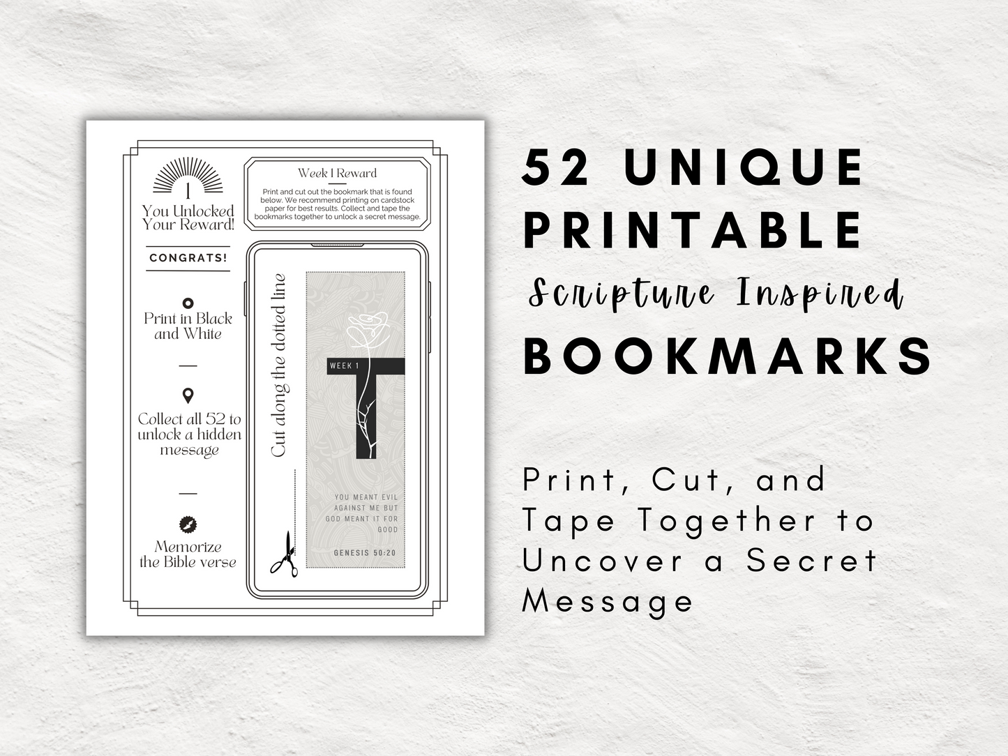 52 Week Bible Reading Plan and Planner | Read the Bible in 1 Year | Decode Scripture Inspired Productivity Tips | Weekly Printable Rewards