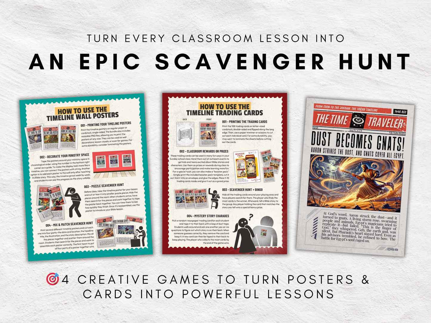 The Epic Bible Timeline Bundle | 108 Bible Story Posters + Trading Cards | Printable Bible Activities for Kids | Sunday School | VBS