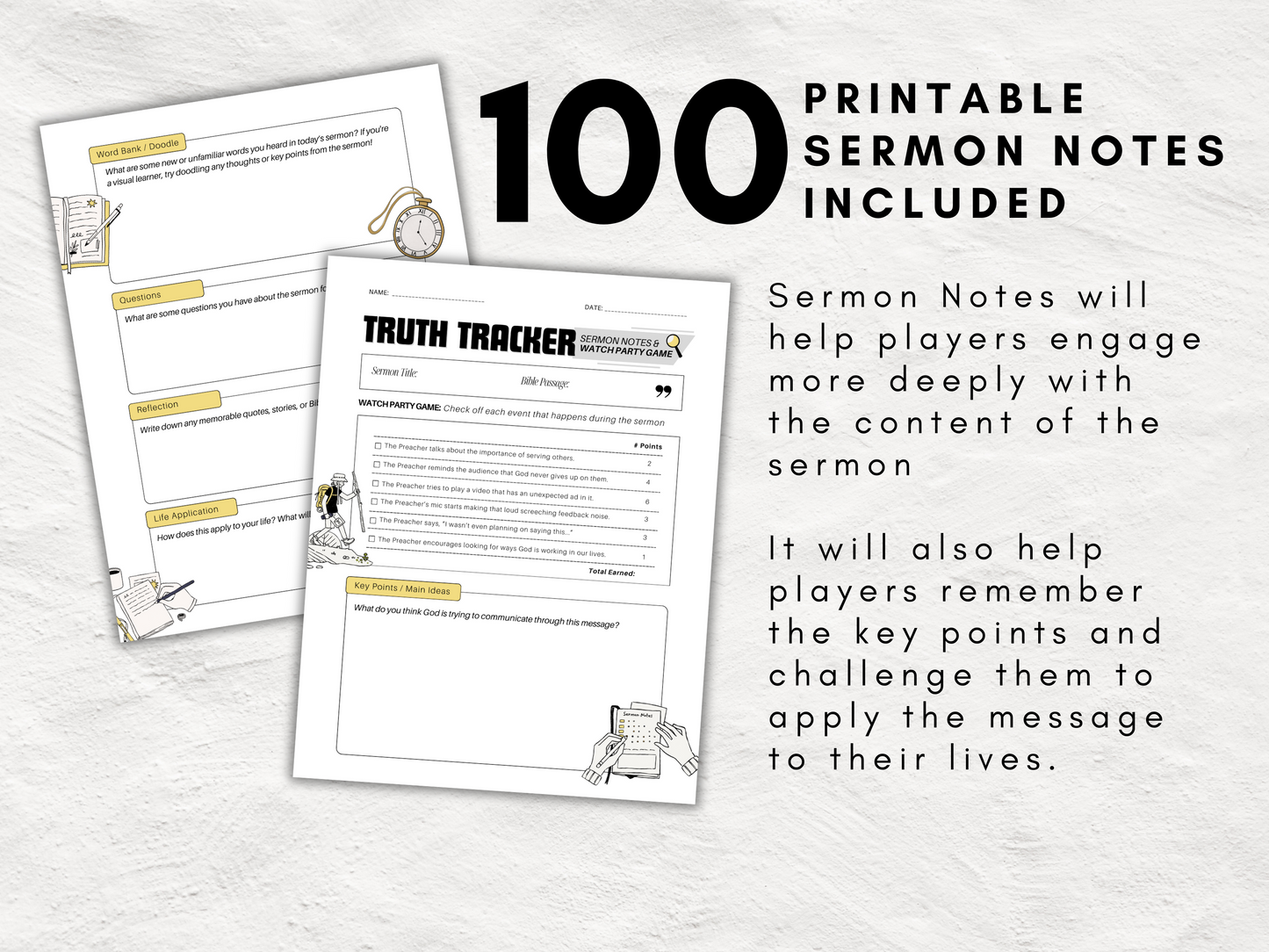 Truth Tracker: Sermon Notes and Watch Party Game | Fun & Engaging Church Activity | Boost your Sermon Engagement | Sunday Service Game