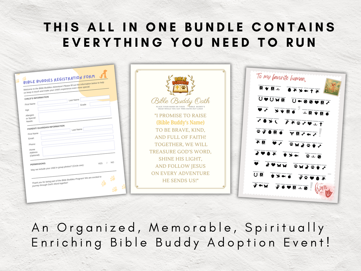 Bible Buddies Adoption Event Kit | Printable Kids Bible Reading Program | Christian Digital Download for Children's Church & Sunday School