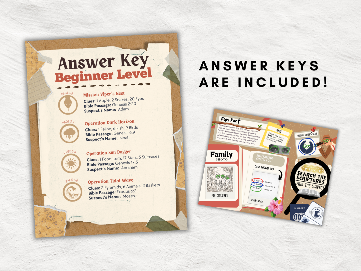 Bible Detectives: 16 Old Testament Investigation Worksheets for Kids | Christian Activities for Sunday School or Joint Worship Service